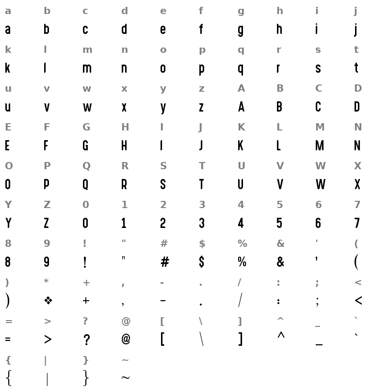 18 Khebrat Musamim Bold Character Map