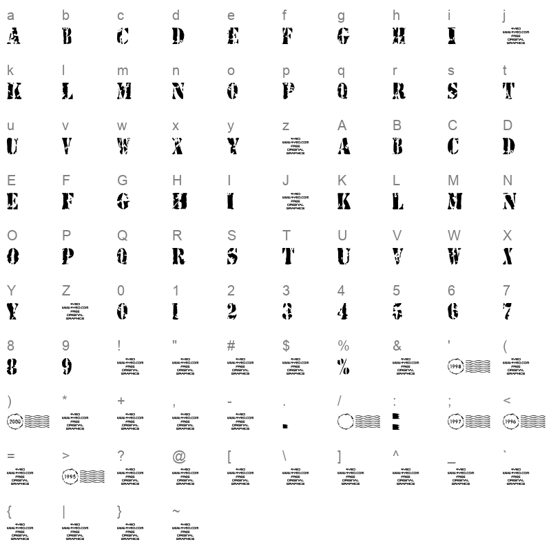 4YEOstamp Regular Character Map