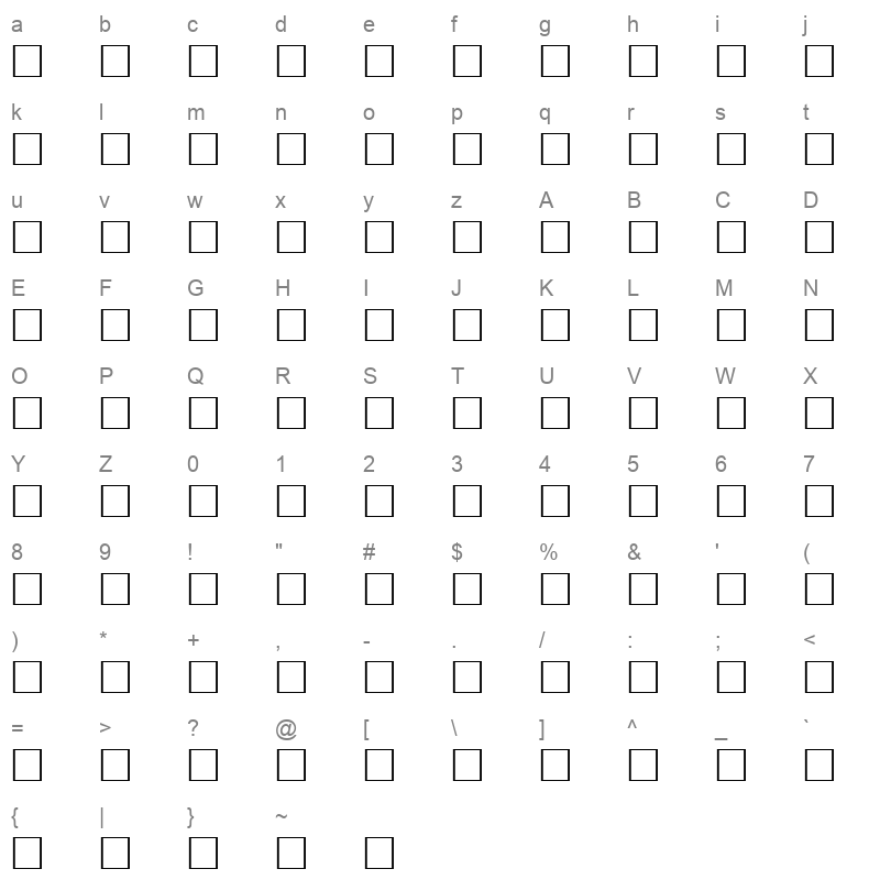 53TBSIN Character Map