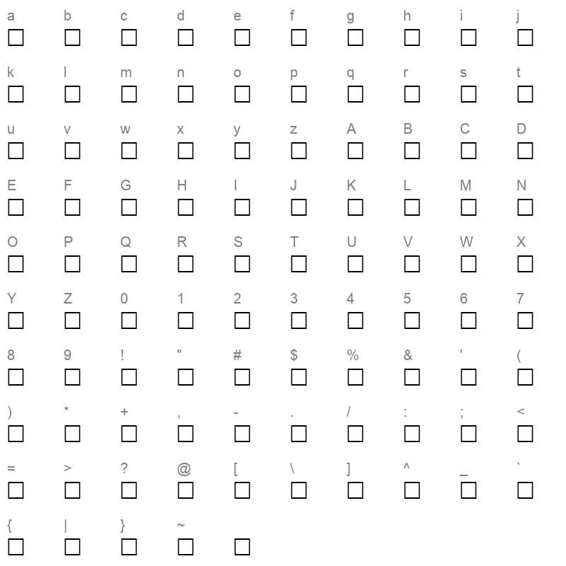 54AREI3 Character Map
