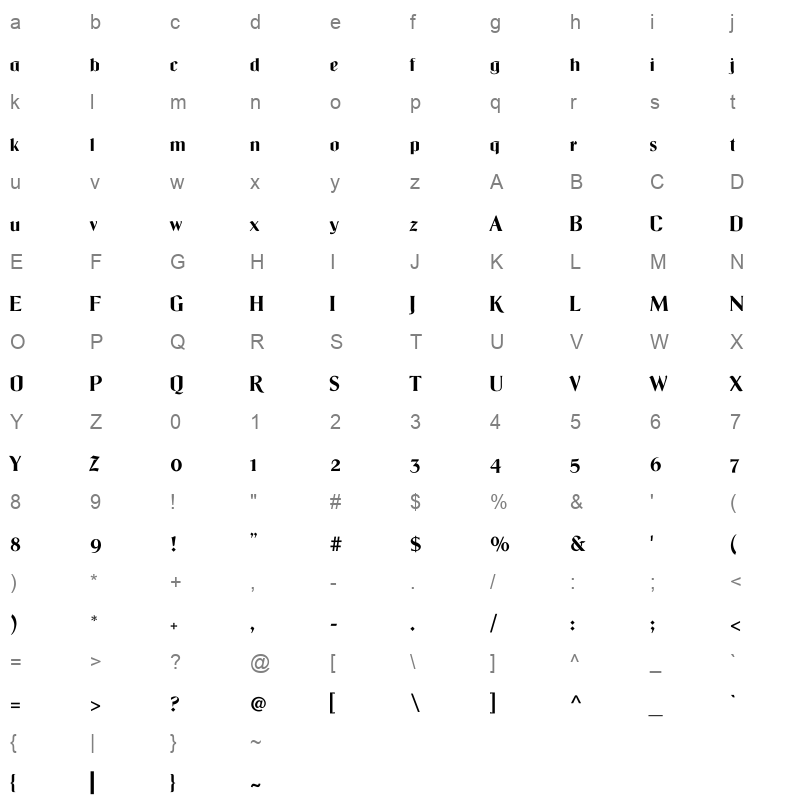 54DjailSarkha Character Map