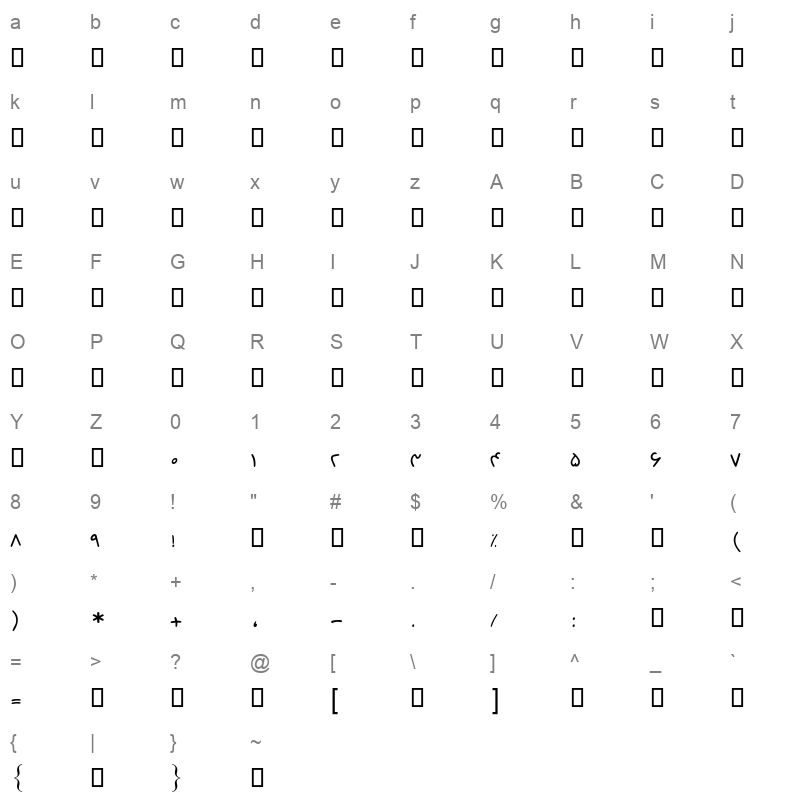 98Sayeh2 Character Map