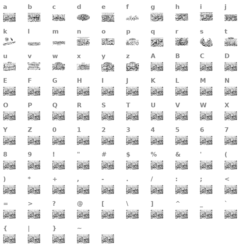 Aayat Quraan 10 Regular Character Map