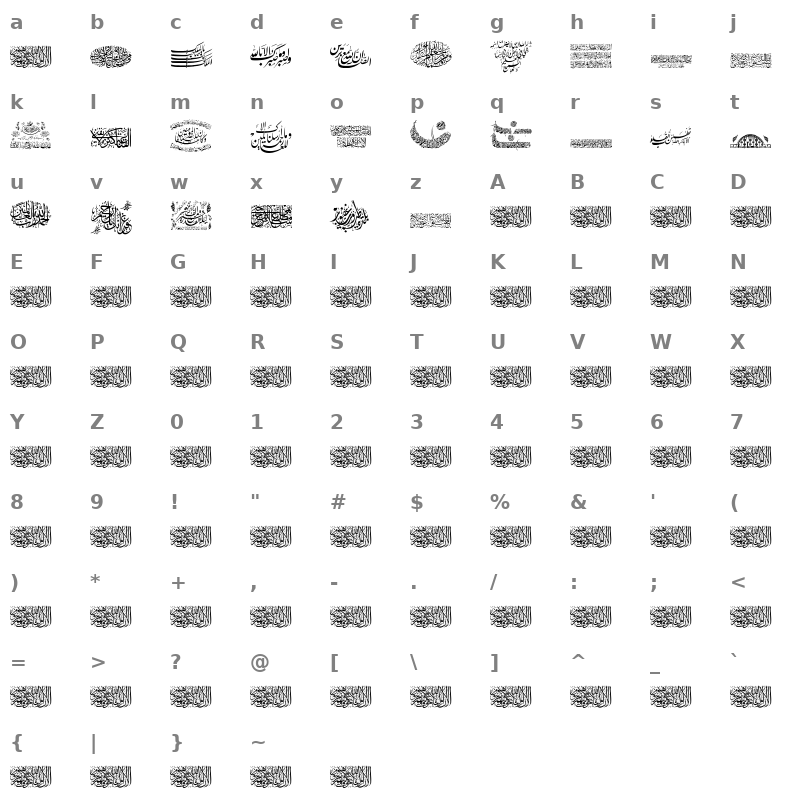 Aayat Quraan 13 Regular Character Map