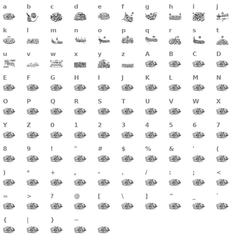 Aayat Quraan 2 Regular Character Map