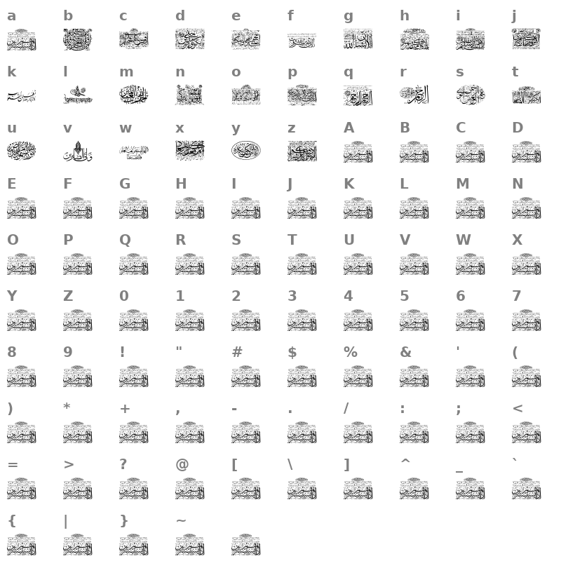 Aayat Quraan 22 Regular Character Map