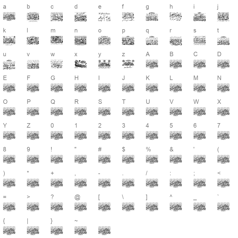 Aayat Quraan 26 Regular Character Map