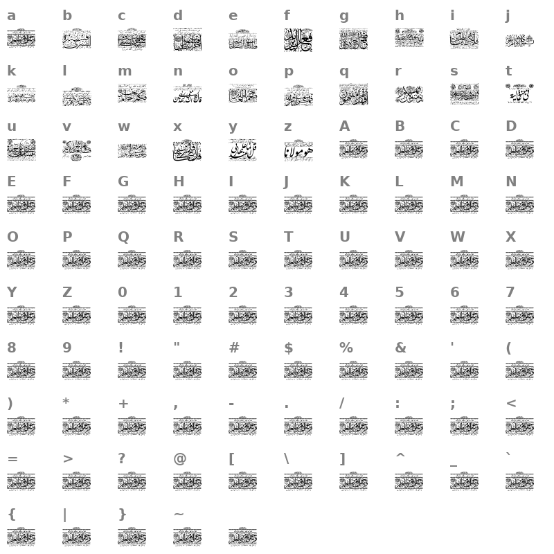 Aayat Quraan 27 Regular Character Map