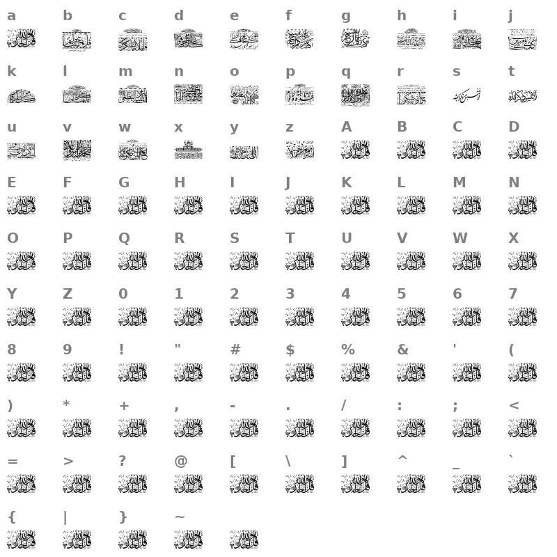 Aayat Quraan 28 Regular Character Map