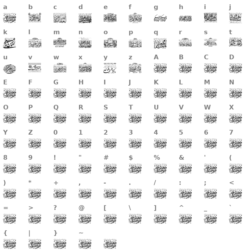 Aayat Quraan 29 Regular Character Map