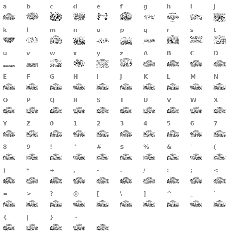 Aayat Quraan 3 Regular Character Map