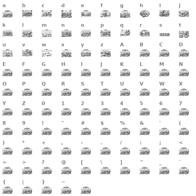 Aayat Quraan 30 Regular Character Map