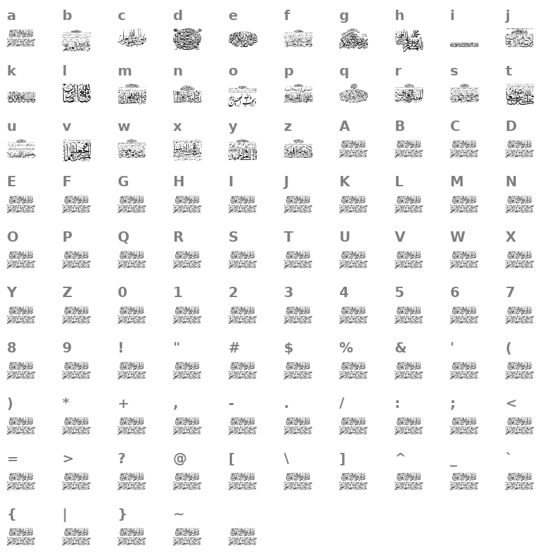 Aayat Quraan 4 Regular Character Map