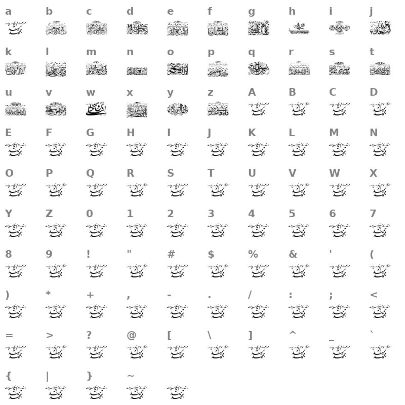 Aayat Quraan 5 Regular Character Map