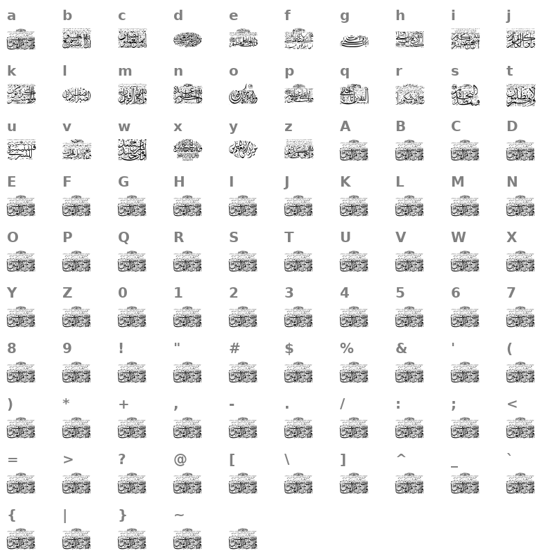 Aayat Quraan 7 Regular Character Map