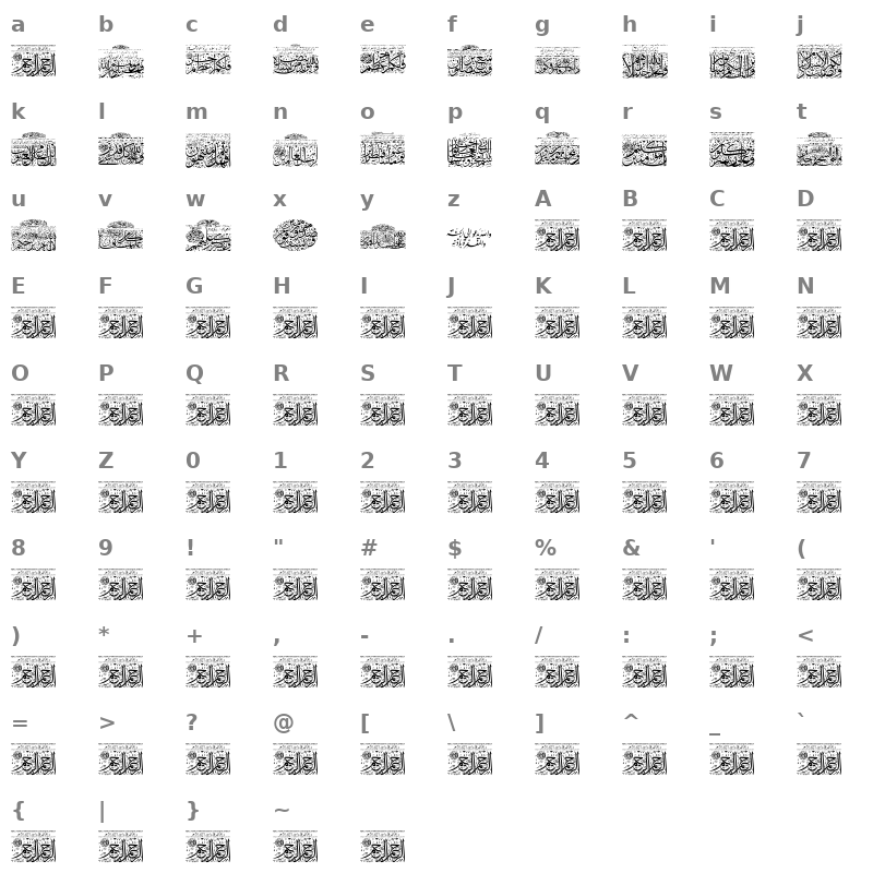 Aayat Quraan 8 Regular Character Map