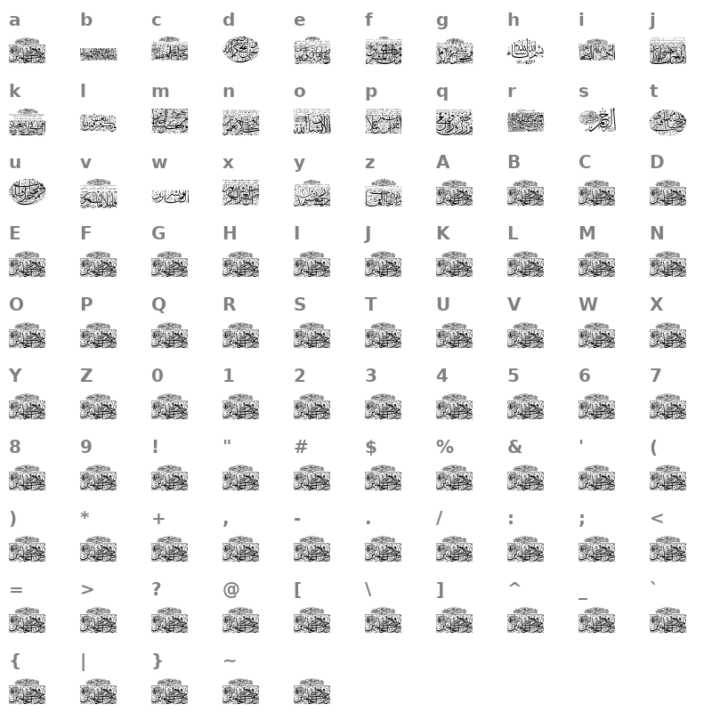 Aayat Quraan 9 Regular Character Map