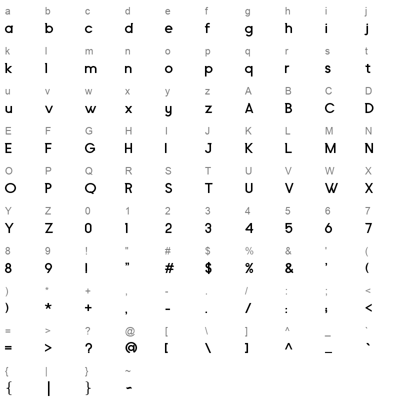 Abd ElRady Bold Character Map