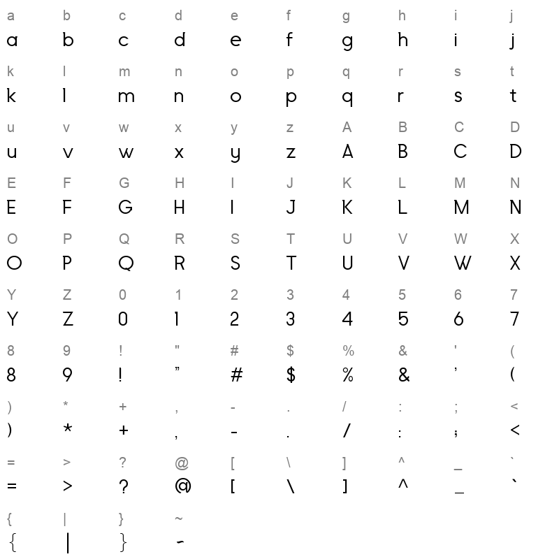 Abd ElRady Thin Character Map