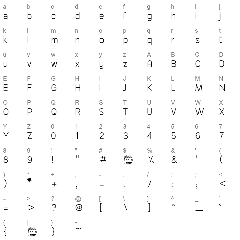 Abdo Master Light Character Map
