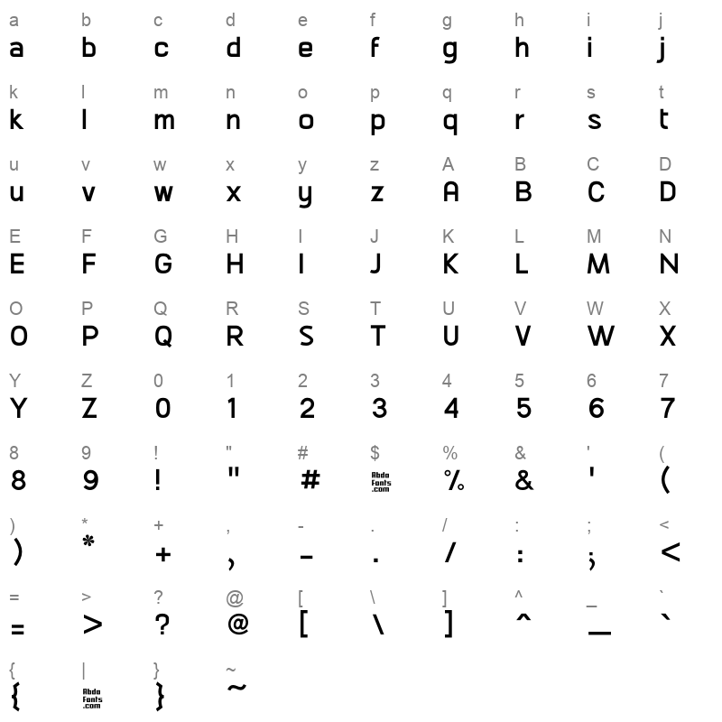 Abdo Master Medium Character Map