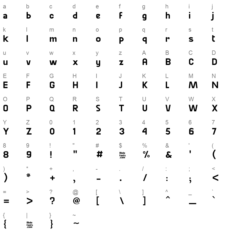 Abdo Master SemiBold Character Map