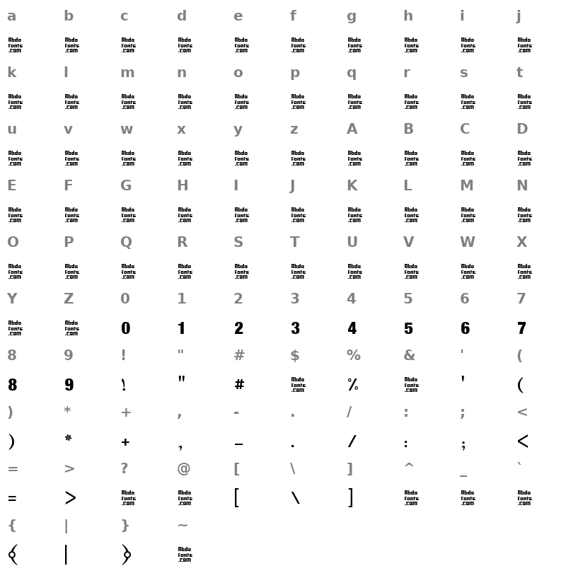 AbdoLine arabic fonts Character Map