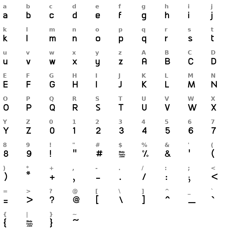 AbdoMaster Medium Character Map