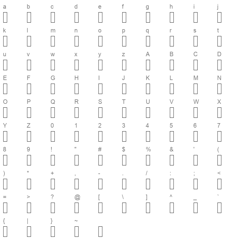 ACS Almass Bold Character Map