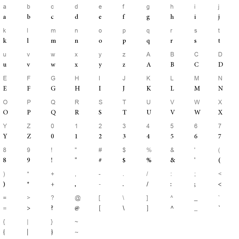 Adobe Arabic Regular Character Map