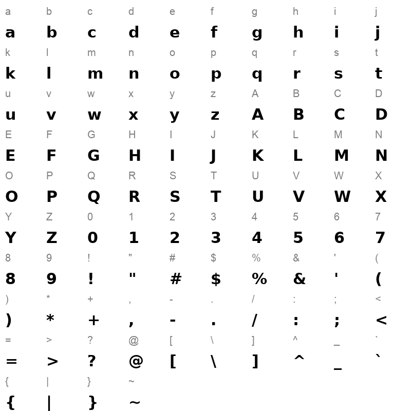 ae_AlMothnna Bold Character Map