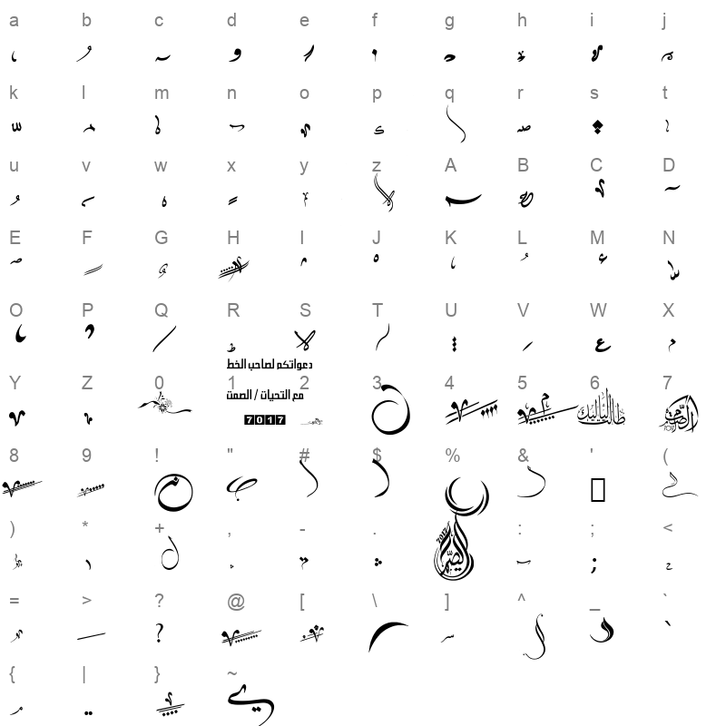ae_Kayrawan Regular Character Map