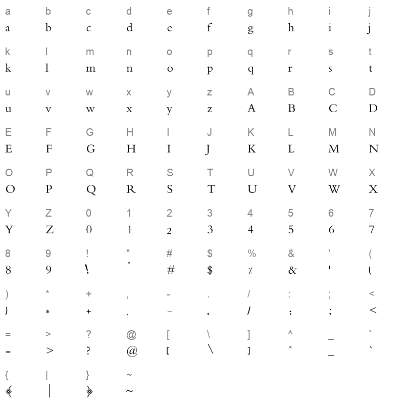 AF-Al Nassrah Regular Character Map