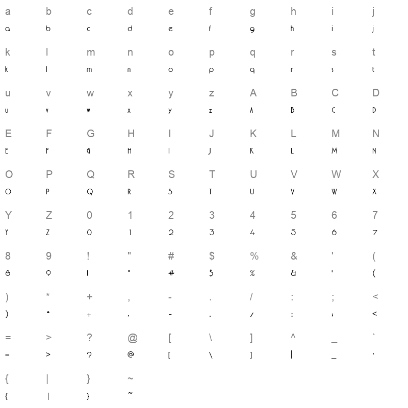 AGA Cordoba V3 _____ Regular Character Map