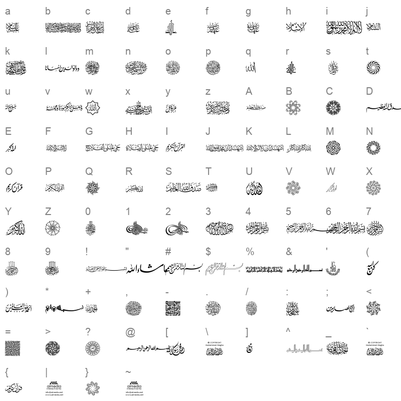 AGA-IslamicPhrases Character Map