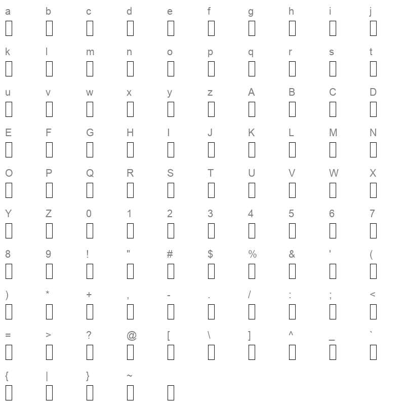 AGA Mashq Outline Regular Character Map