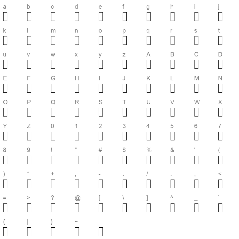AGA Rasheeq Bold Bold Character Map