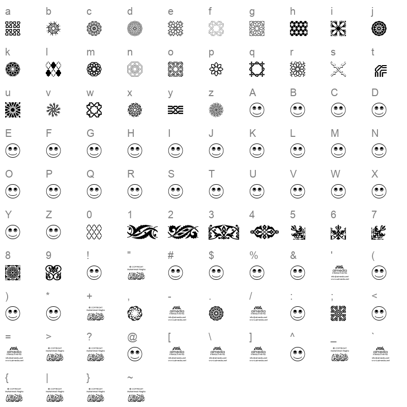 AGArabsqSample Character Map
