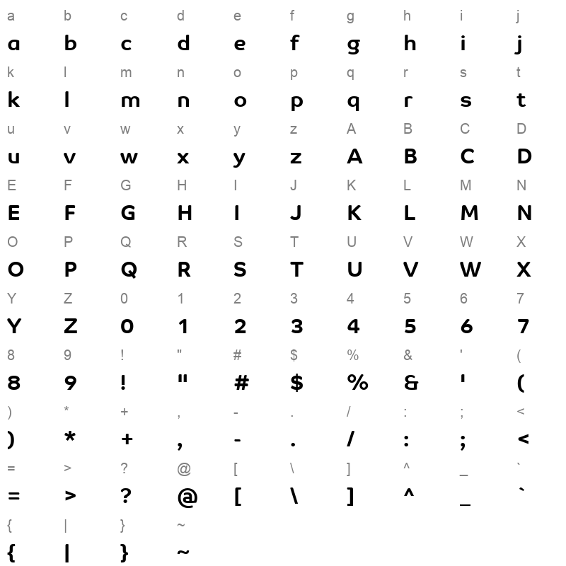 AirArabia Bold Character Map
