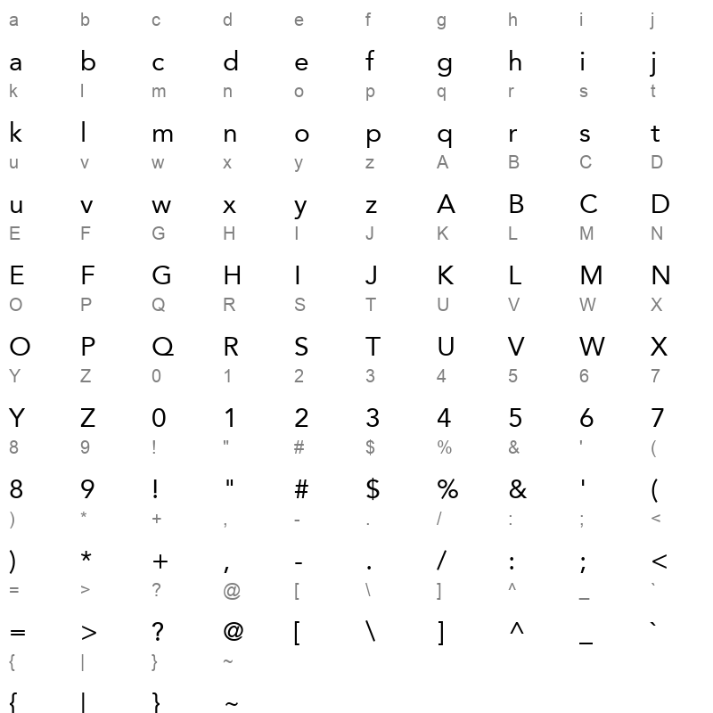 A.Jannat.LT.Regular_1 Character Map