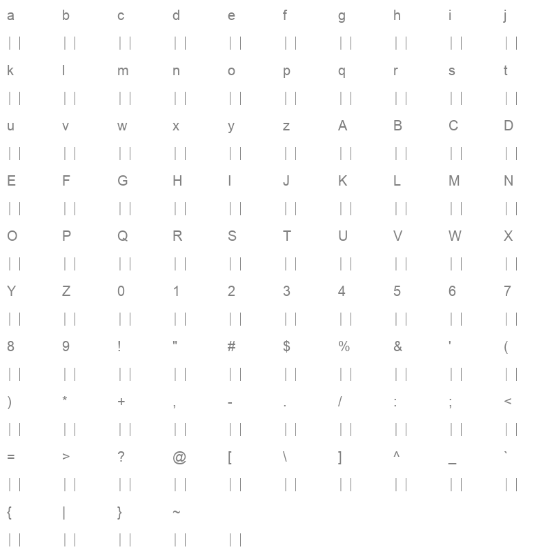 Akhbar MT Bold Character Map