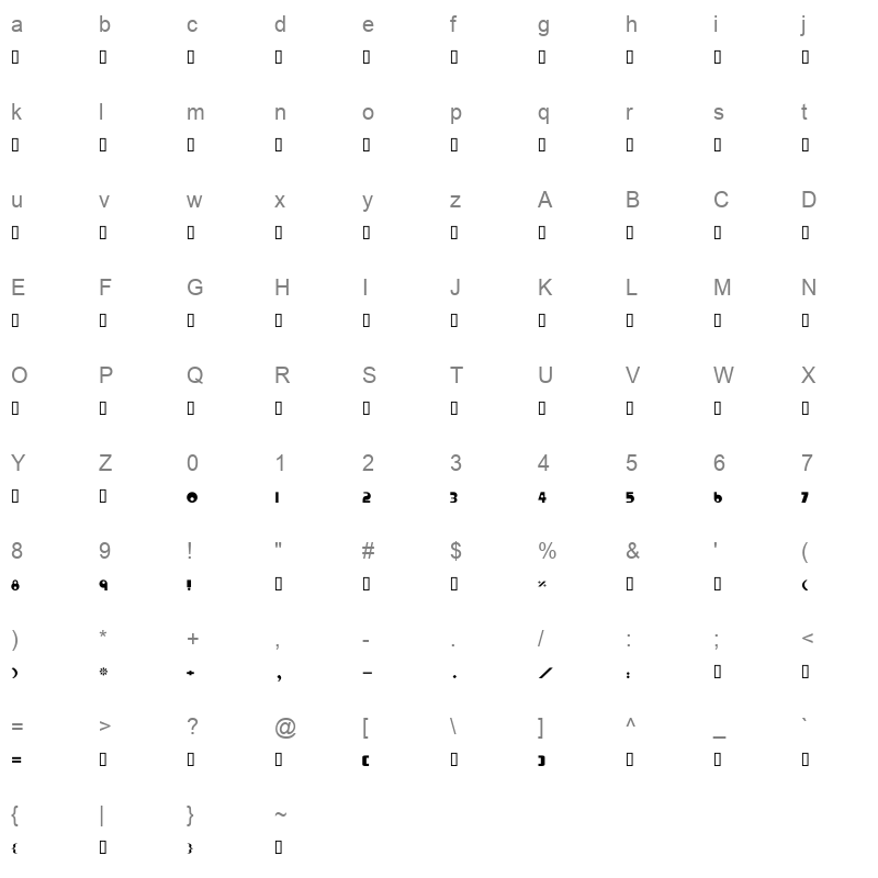 AL-Gemah-Al Mawash Bold Character Map