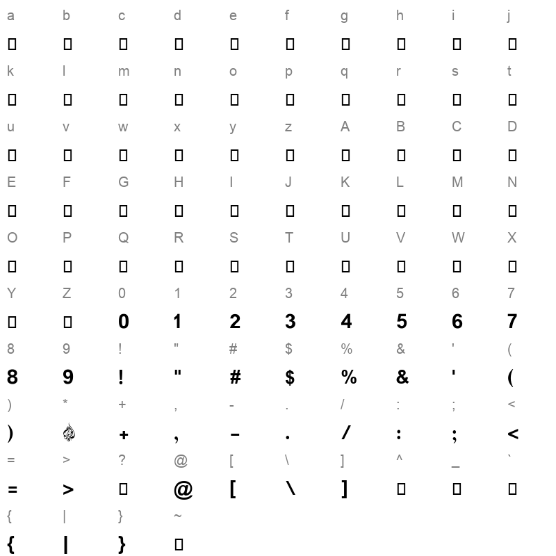 Al-Jazeera-Arabic Bold Character Map
