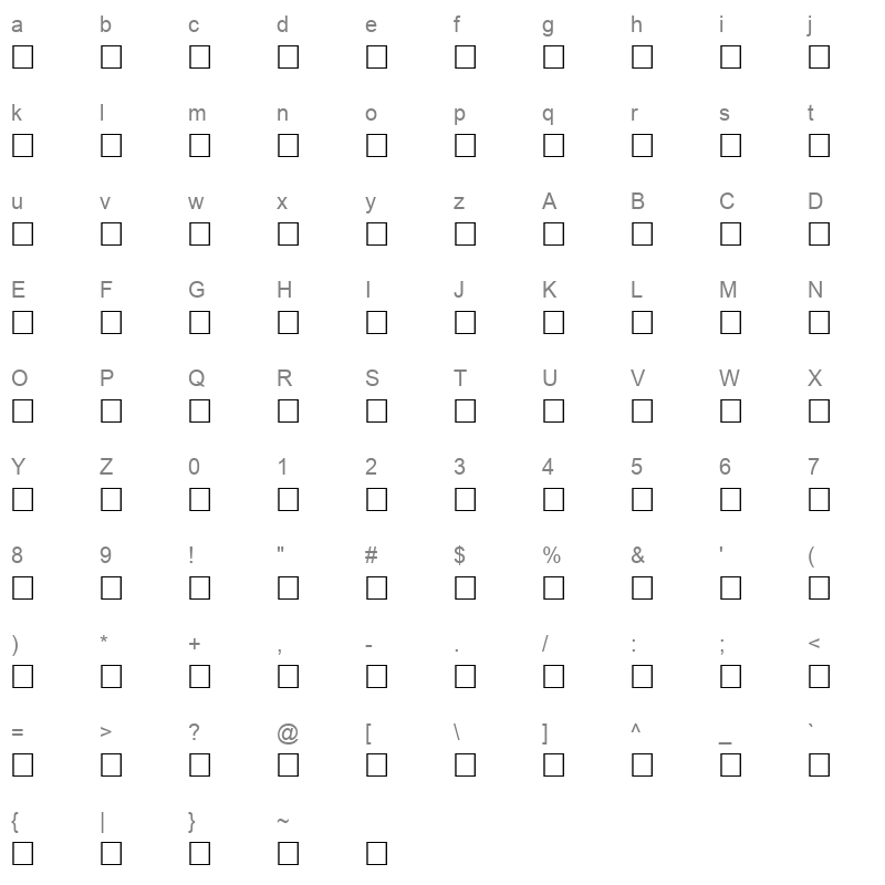 Al-Kharashi 51 Light Simplified Character Map