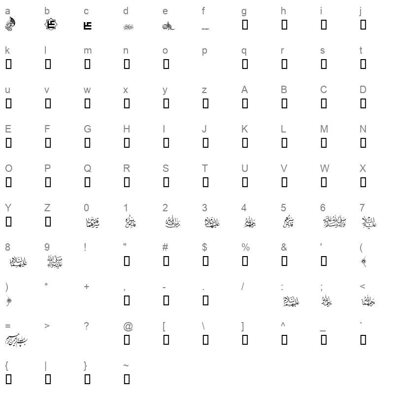 ALAEM Regular Character Map