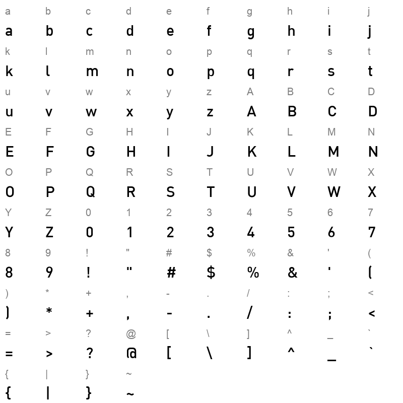 Alameen Demibold Character Map