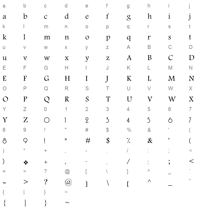 Alarabiya Font Normal Character Map