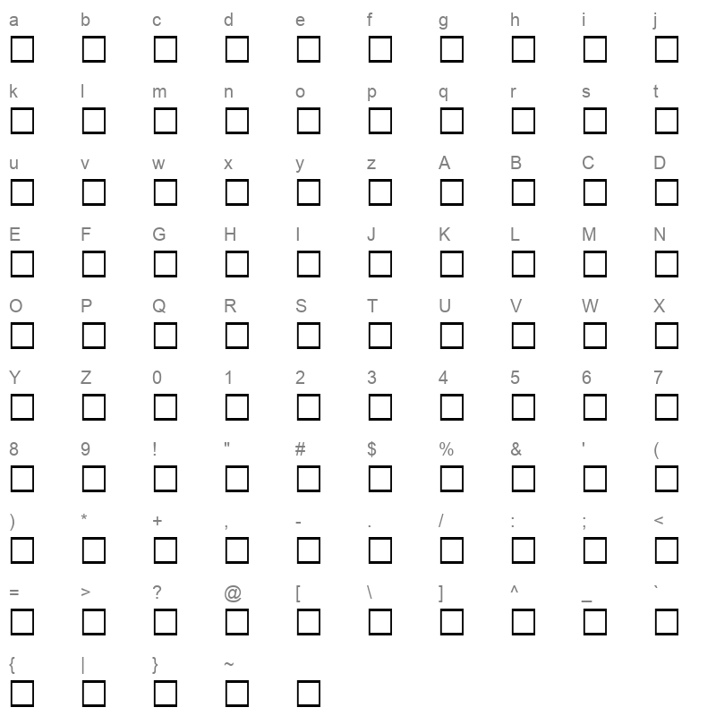 Alawi Asir Regular Character Map