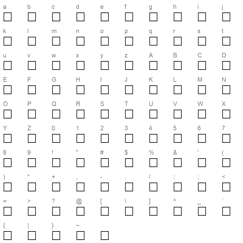 Alawi Naskh Regular Character Map