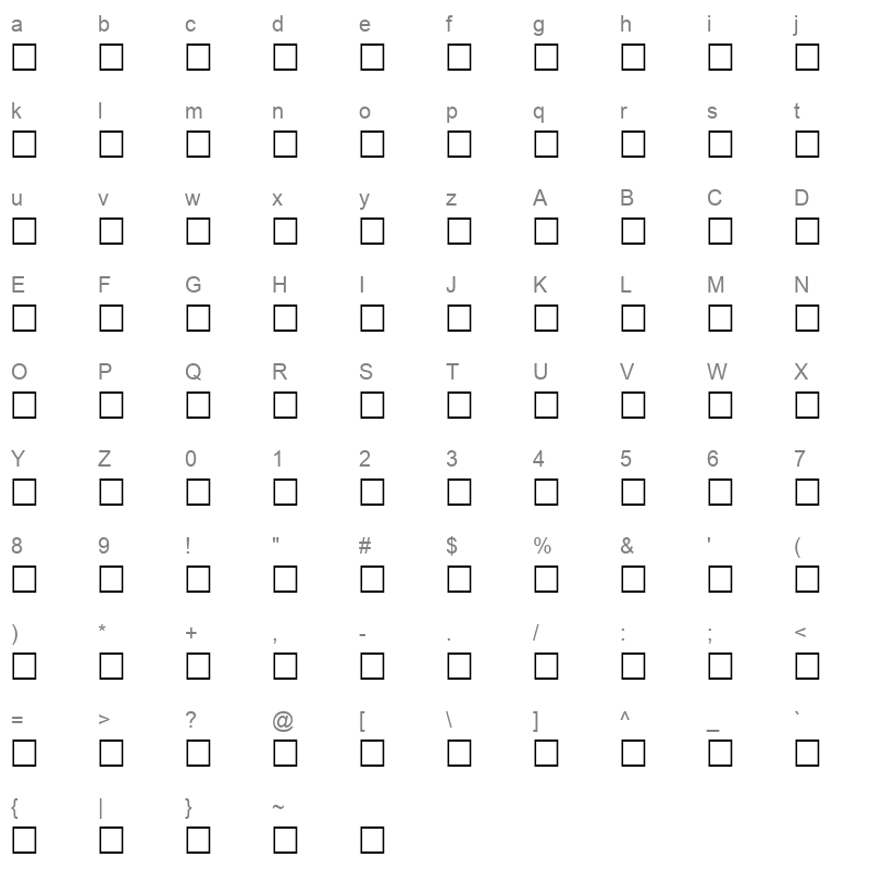 Alawi Symbols Normal Character Map